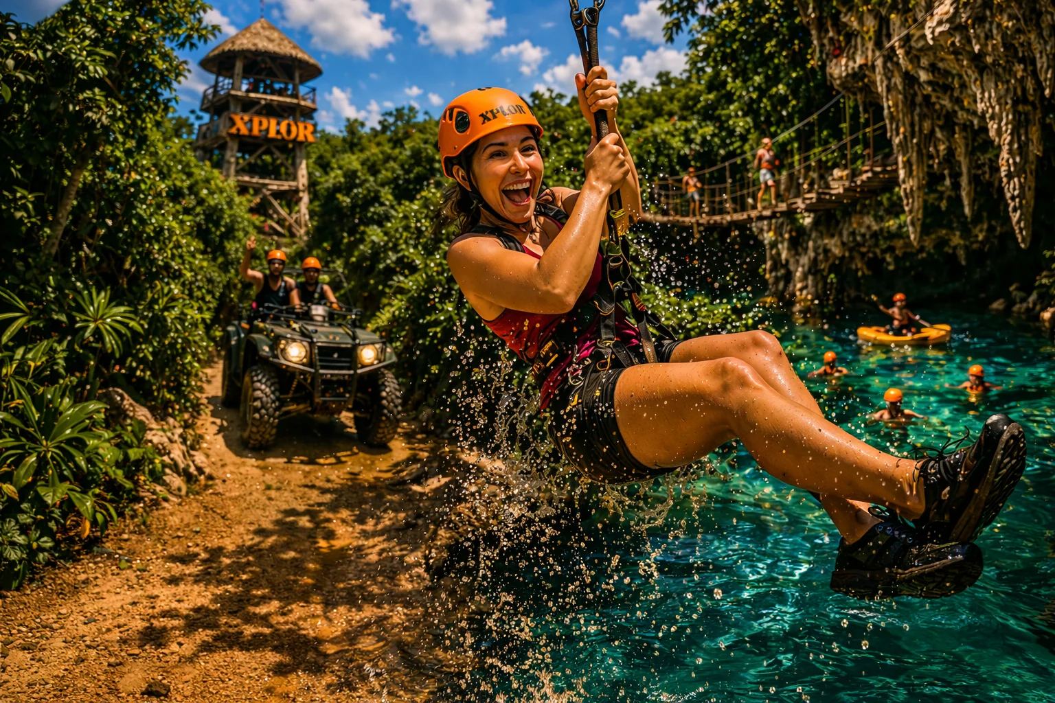 Adventure scene at Xplor Park in the Riviera Maya