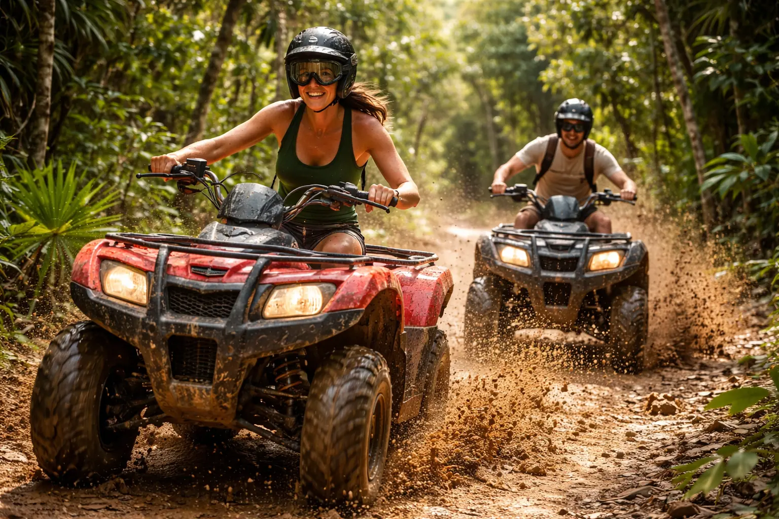 High-energy ATV-style adventure day in the Riviera Maya jungle