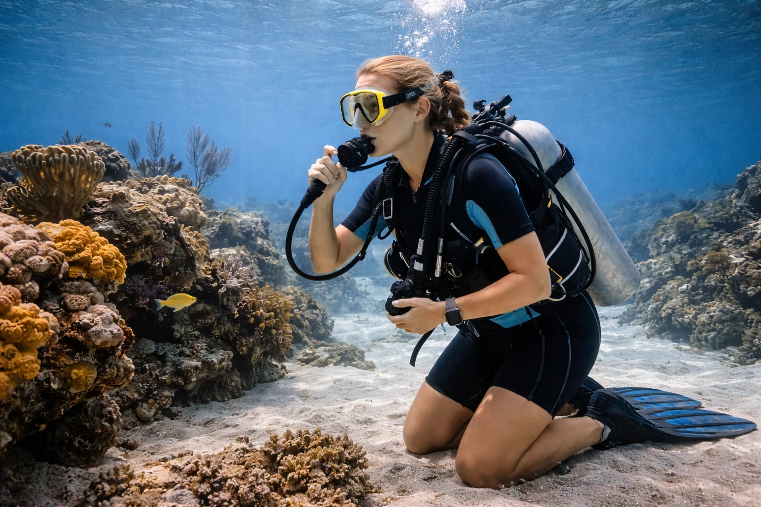 Open Water diver training on a Caribbean reef