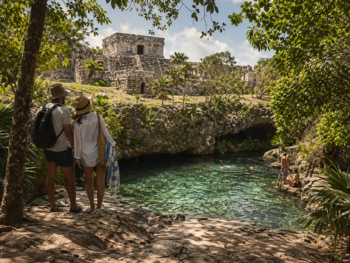 Ruins and cenote contrast on a Riviera Maya cultural day