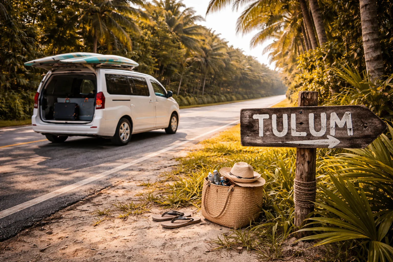 Private transfer route through the Riviera Maya toward Tulum