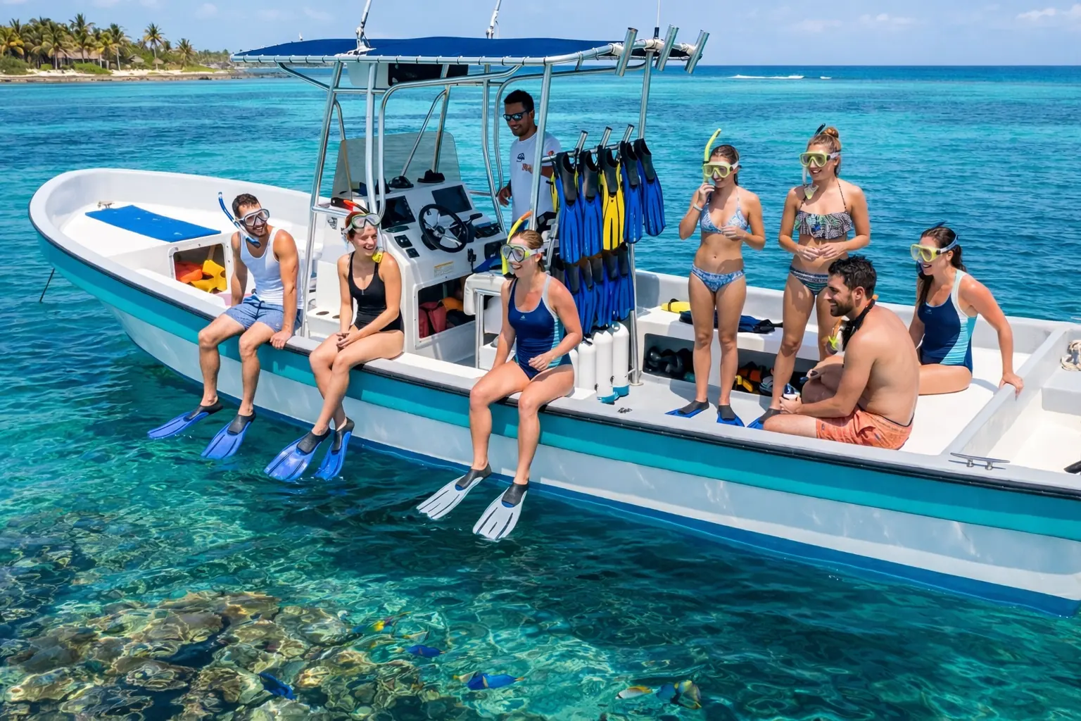 Snorkeling and boat-based water day in the Riviera Maya
