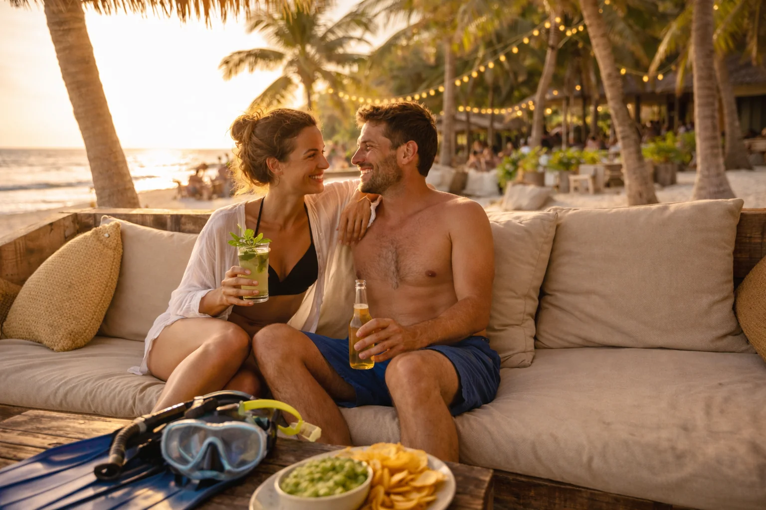 Relaxed island-style water day with beach atmosphere