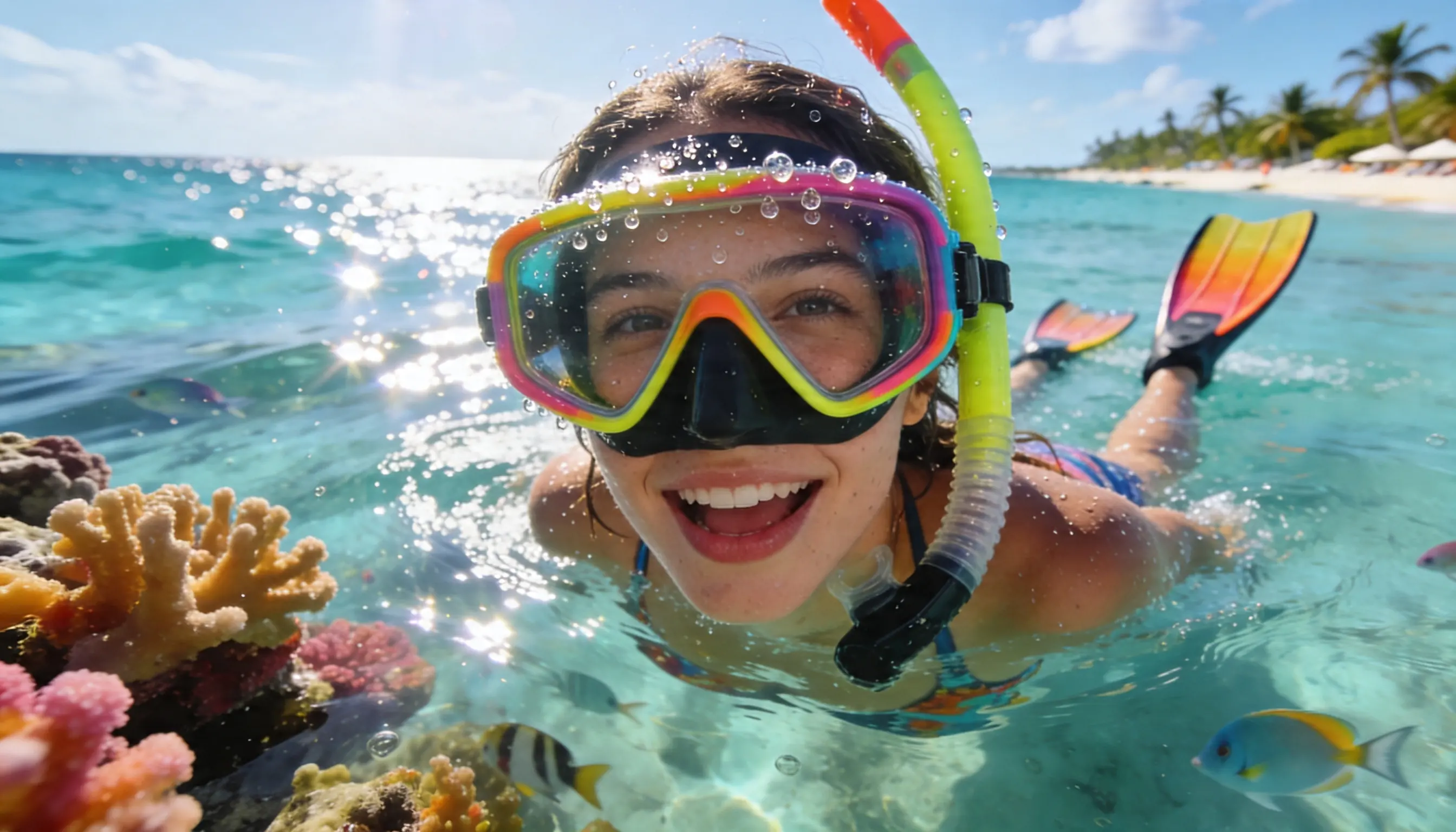 Snorkeling and tropical water day in the Riviera Maya