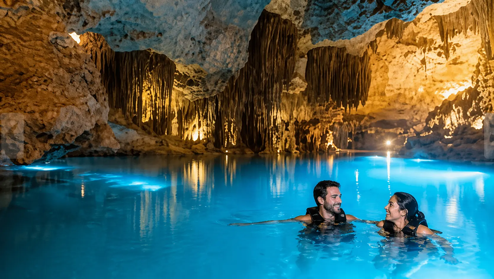 Underground river adventure in a Riviera Maya cave park