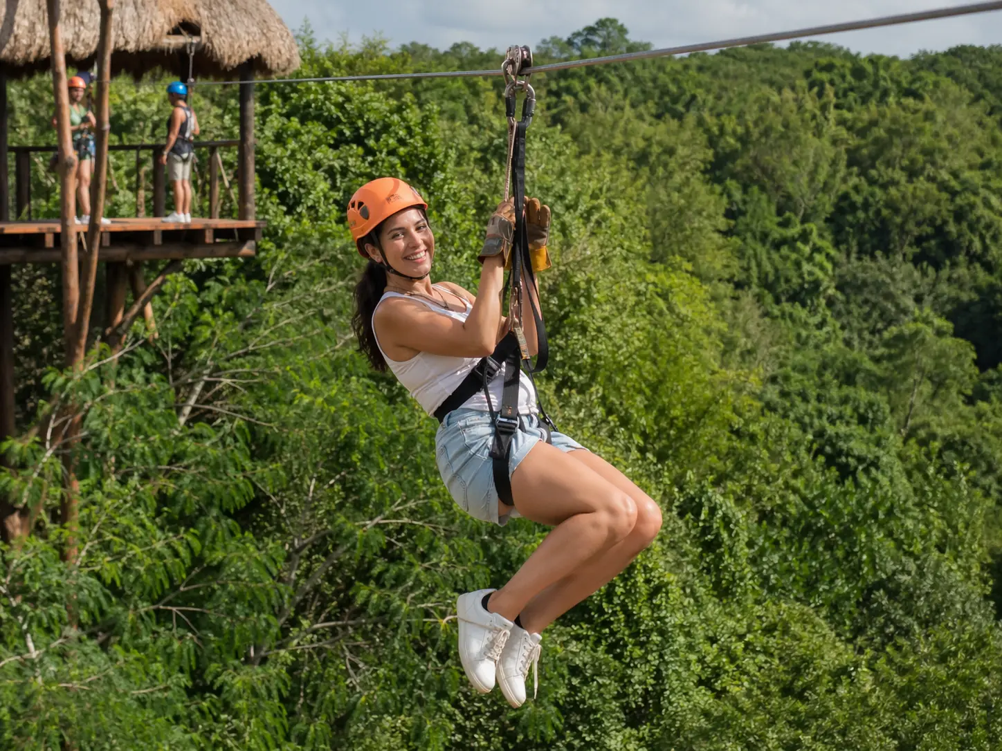 Zip-line jungle canopy adventure in the Riviera Maya