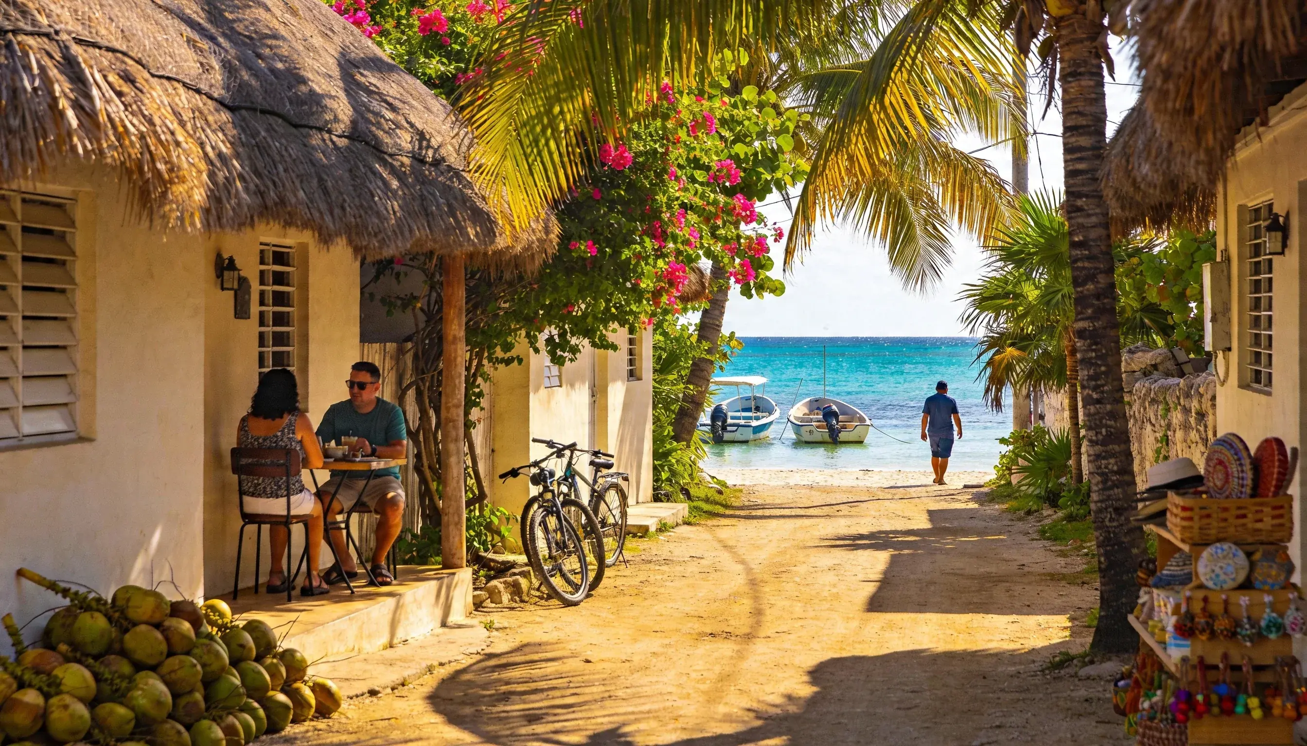 Calm slower-paced coastal atmosphere in Akumal