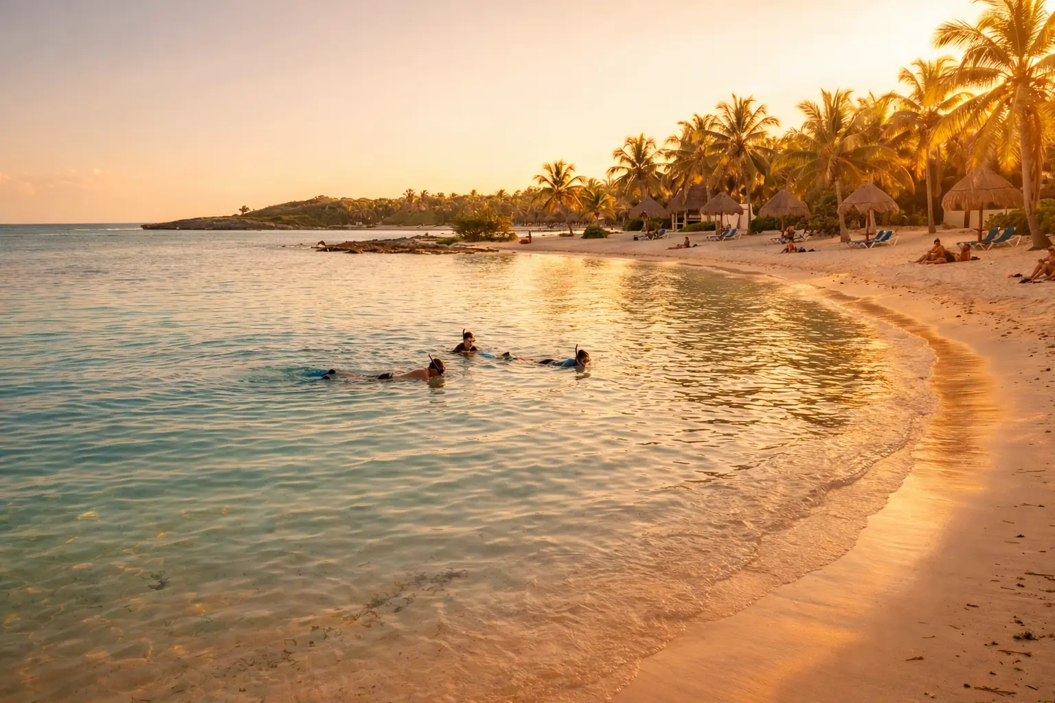 Akumal bay with calm turquoise water and a quiet beach feel