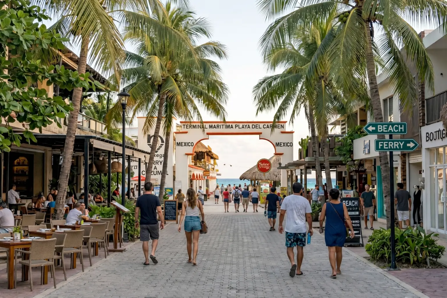 Playa del Carmen beach-town atmosphere near the coast