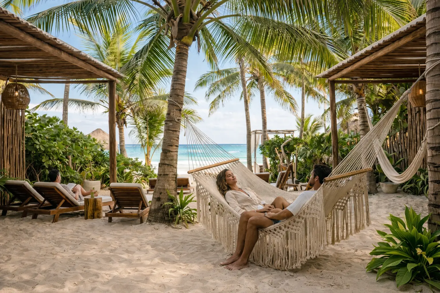 Tulum with tropical greenery, sandy textures, and boutique coastal atmosphere