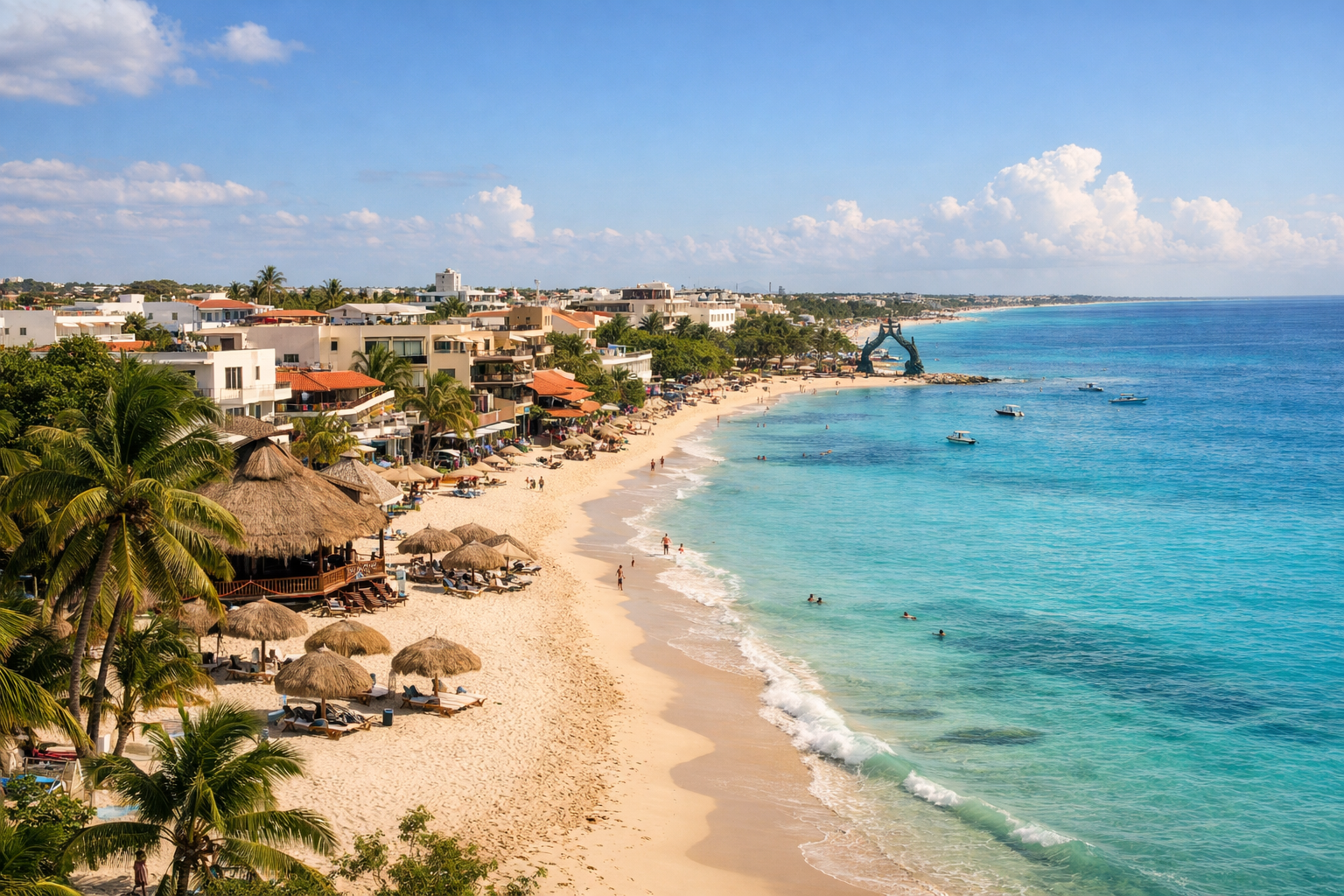 Playa del Carmen beach town and Caribbean coast