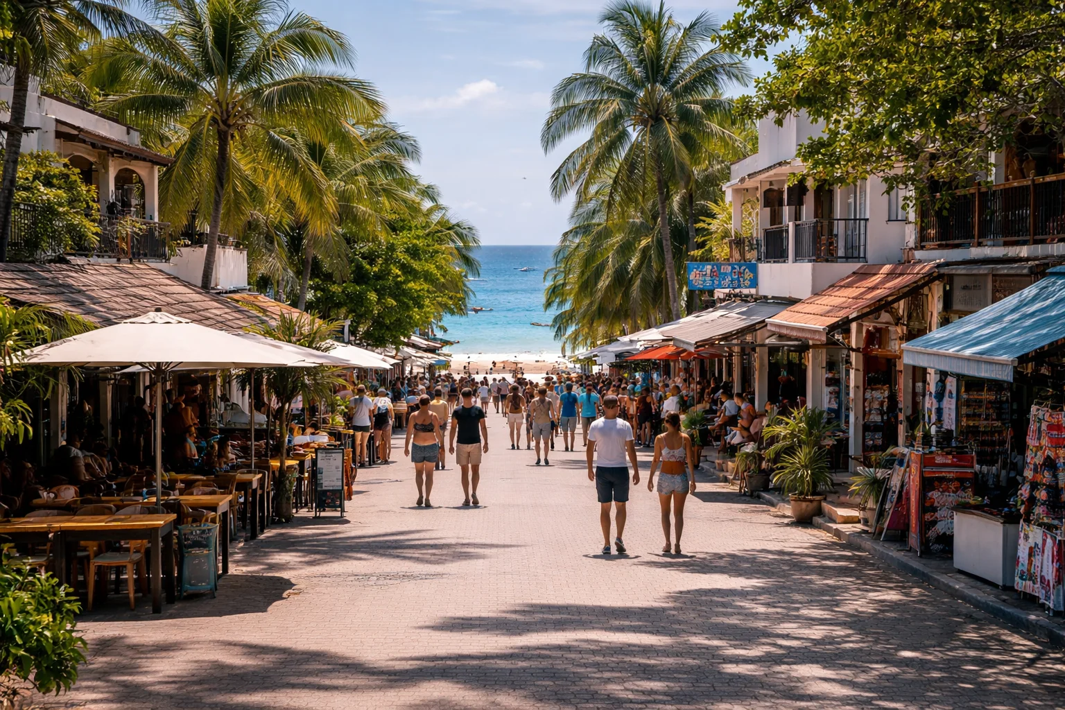 Walkable hotel area in Playa del Carmen