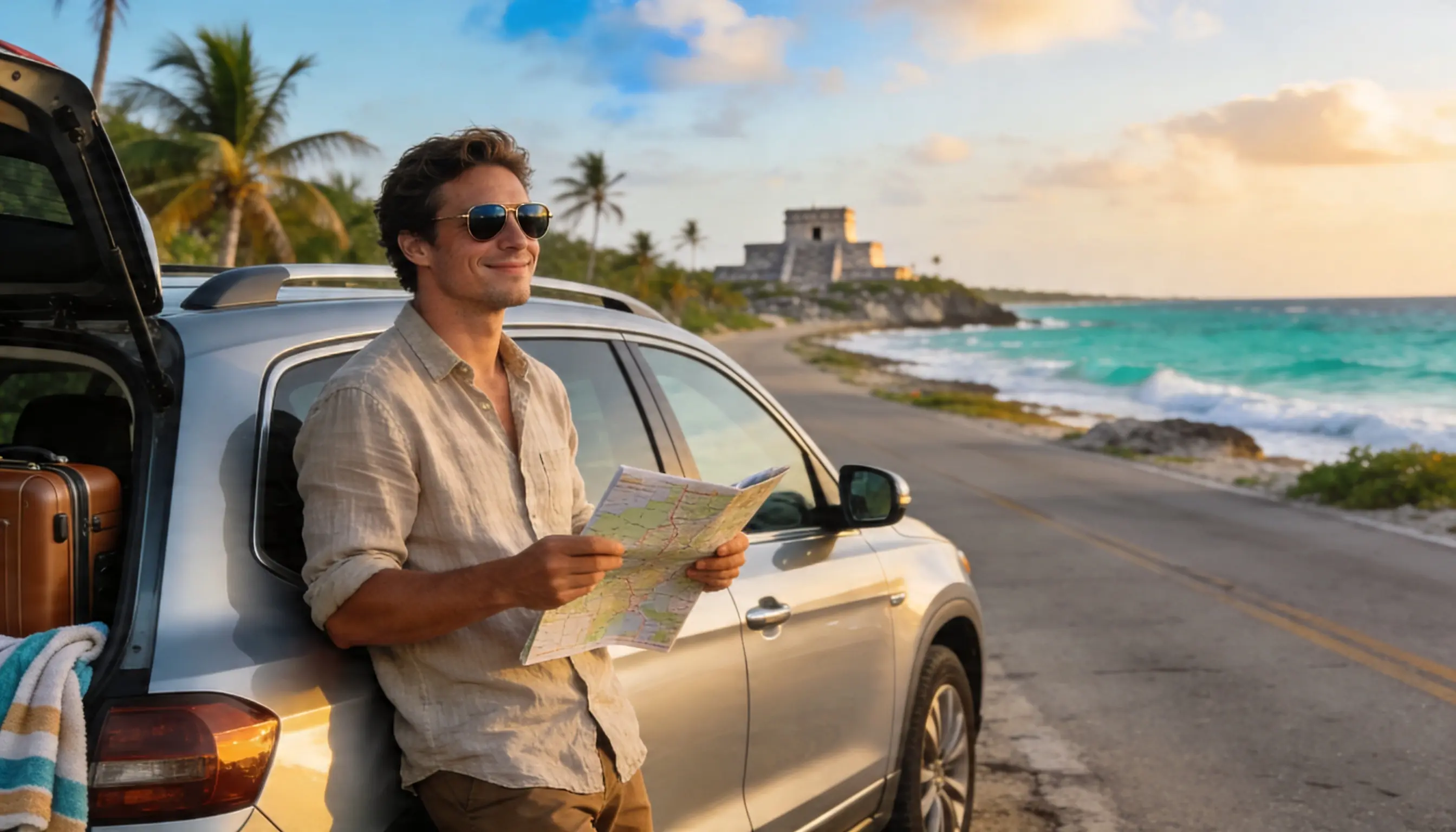 Scenic Riviera Maya route showing when a rental car can fit the trip well